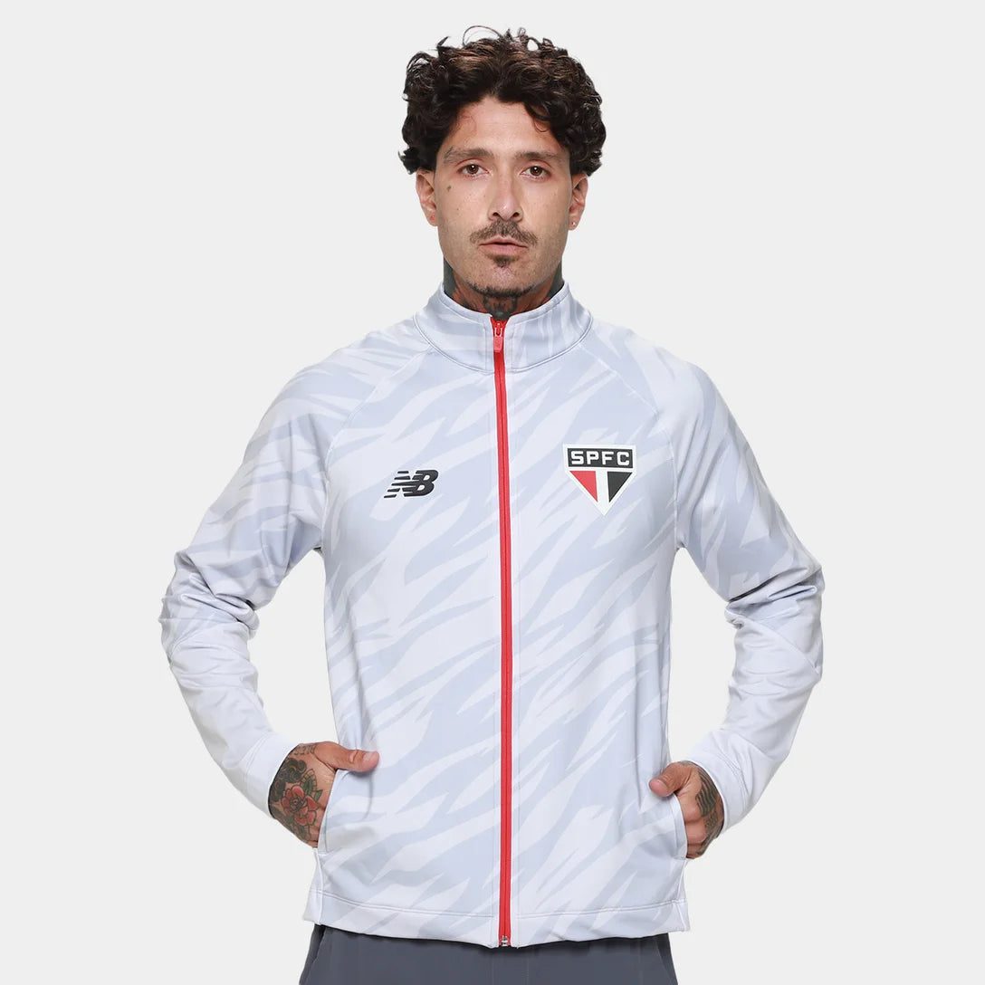 Jaqueta São Paulo 26/27 Pré Jogo New Balance Masculina - Cinza Claro